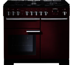 RANGEMASTER  Professional Deluxe 100 Dual Fuel Range Cooker - Cranberry & Chrome